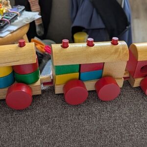 Discovery Toys vintage collectible wooden StacksNTracks Complete train set